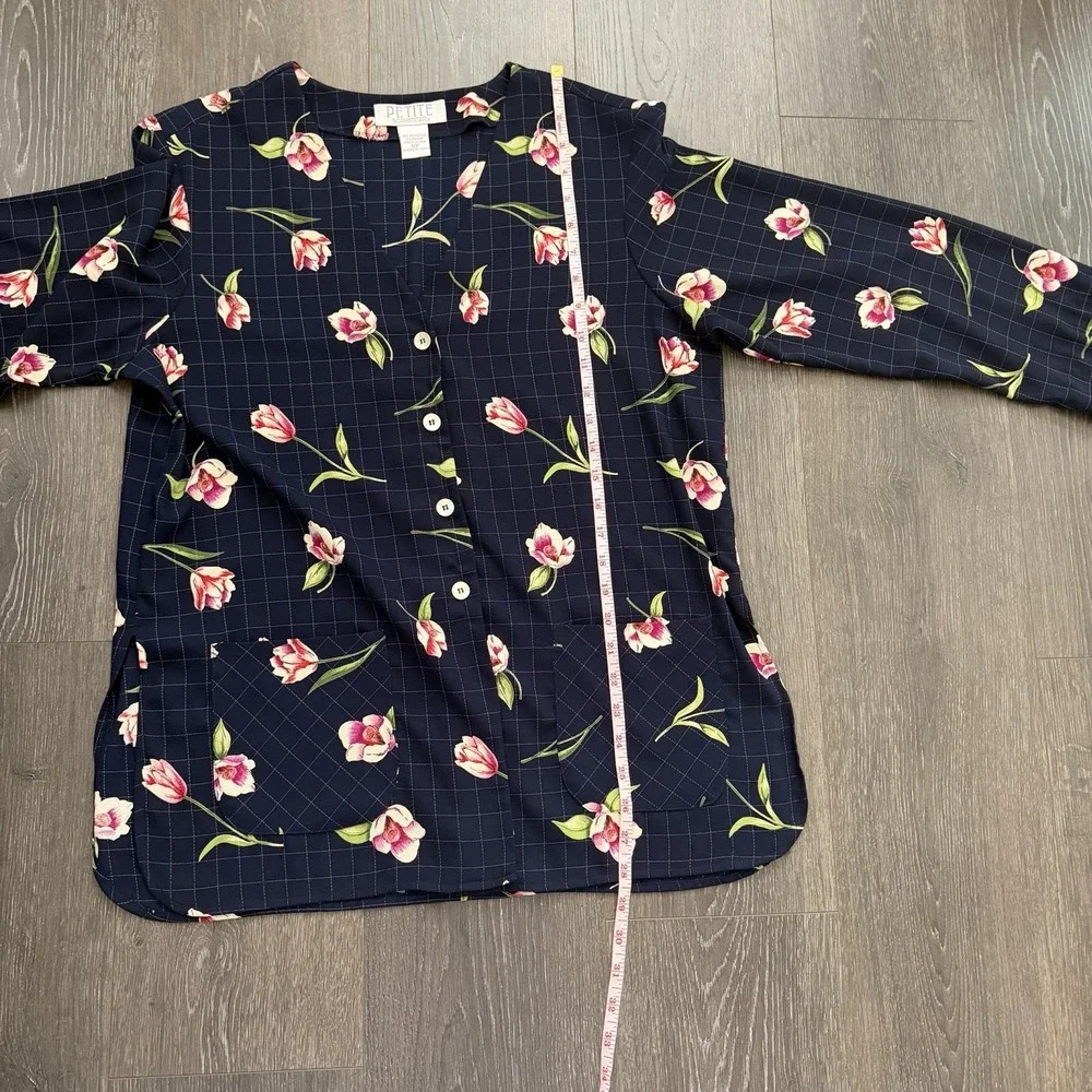 Petite Sophisticate Button Up Floral Top Sz 12P Vintage  Cottage Grandmacore - Picture 6 of 8